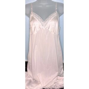 O'Malley L 26 Full Slip Women White Lace Trim Adjustable Straps V-Neck lingerie